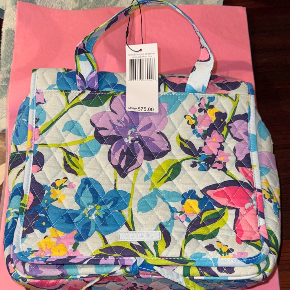NEW Vintage Vera Bradley Grand Hanging Travel Make Up Marian Floral Cosmetic Bag